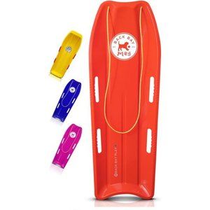 47in Snow Sled Plastic Sled 2 Person Toboggan w/Pull Rope & 4 Handles